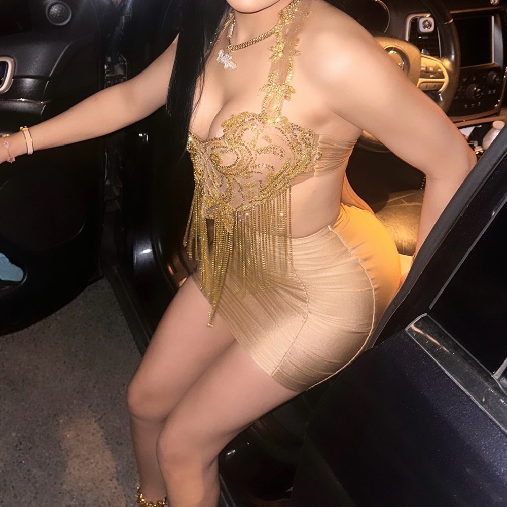 Gold and Tan Embellished Dress
